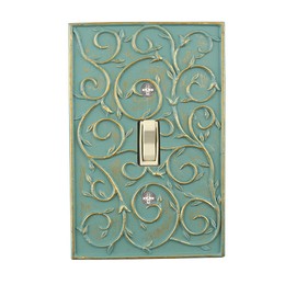 Meriville French Scroll 1 Toggle Wallplate, Single Switch Electrical Cover Plate, Buckingham Green with Gold