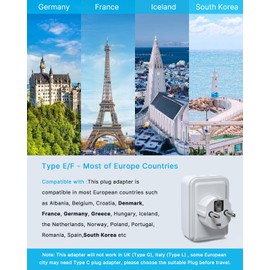 3 Pack Type E F Plug Adapter, VINTAR Schuko Germany France Power Adapter with 2 American Outlets 3 USB Ports(2 USB C), 5 in 1 Type E Travel Adapter for US to EU Spain Iceland Korea German French