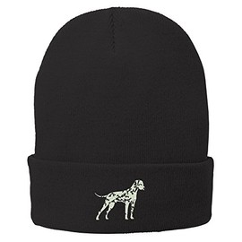 Trendy Apparel Shop Dalmatian Embroidered Winter Knitted Long Beanie - Black