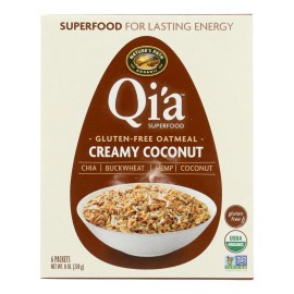 Nature's Path Organic Qi'a Superfood Hot Oatmeal Creamy Coconut Flavored 8 Oz. Instant Breakfast Cereal Packaged in Boxes-Case 6