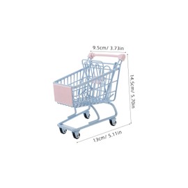 Kisangel Miniature Shopping Cart Small Trolley for Desktop Storage Organizer Supermarket Cart for Home Office Photo Prop