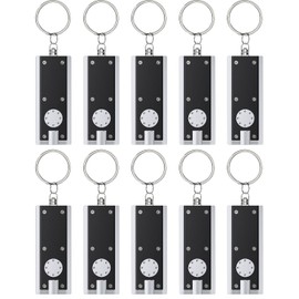 Uniclife 10 Pack Mini LED Keychain Flashlight 12 Lumen Portable Ultra Bright Light Battery Powered Flat Black Torch for EDC Outdoor Camping Hiking and Emergency Lighting (Batteries Included)