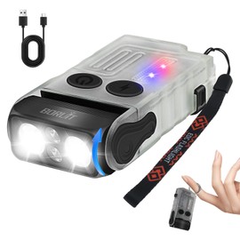 BORUIT V20 Small Powerful Flashlight 180°Head Swivels Super Bright with Cob Side Light, USB C Rechargeable Flashlights with Two-Way Clip,Lanyard and Keychain, Magnetic Buzzer - 13 Modes