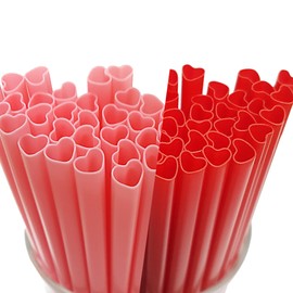 The best MOON 200pcs Heart Shaped Pink & Red Straws Disposable Drinking Cute Straw Individually Wrapped Red & Pink Plastic Straw Valentines day Cocktail Birthday Party Bridal Shower Wedding Supplies