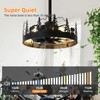 Rustic Ceiling Fans with Lights and Remote, Black Caged Ceiling