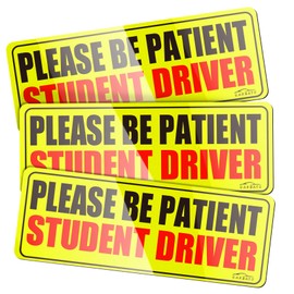 Student Driver Magnet for Car - Upgraded Please Be Patient Student Driver Vehicle Bumper Magnetic Sticker, Stronger Magnetic New Student Driver Safety Warning Reflective Signs for Beginner, Set of 3