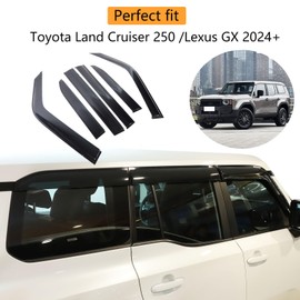 Car Side Window Visor Deflector Compatible with Toyota Land Cruiser 250 Prado LC250 J250 2024 2025 2026 Accessories, Sun Rain Wind Guards Shield Vent Cover, 6Pcs (Model A)