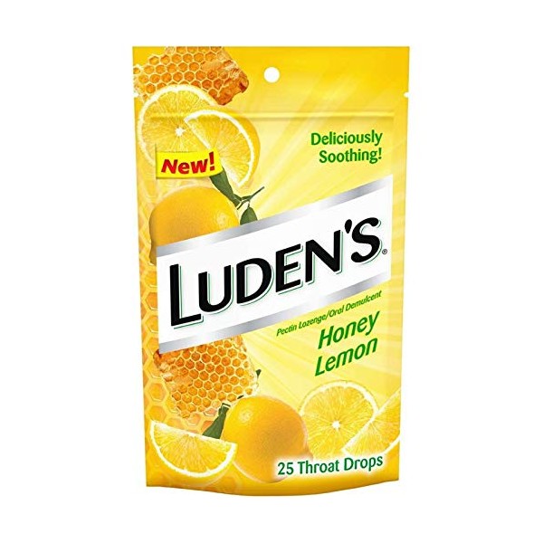 Luden's Throat Drops,Menthol Lozenge/Oral Anesthetic Honey Lemon 30 ea (Pack of 1)