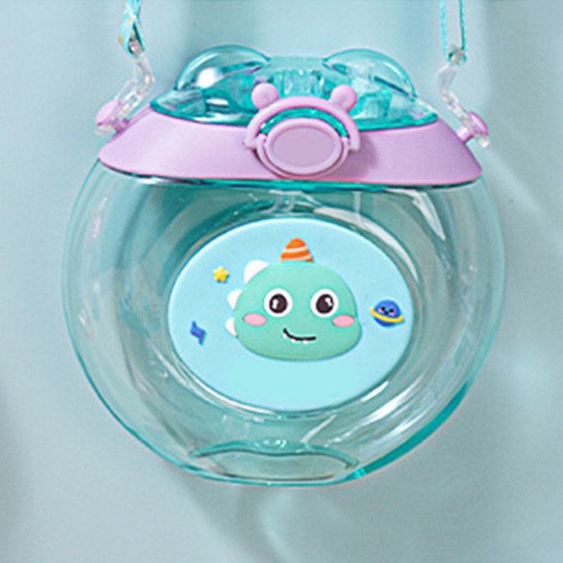 Donut Shaped Water Bottle Kids Cute Cartoon Plastic Portable Straw