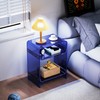 Acrylic Record Player Table with Storage Shelf, Clear Side Table