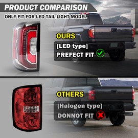 Clidr LED Tail Light Assembly for 2016 2017 2018 GMC Sierra-1500/ GMC Denali 1500 Driver Side 84365930 84233587 GM2800295 (Left)