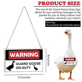 1PCS Goose in Service Sign Geese Decoration Accessories Warning Sign "Guard Goose for the Law" Sign with Geese Outfits for Porch Decoration Geese Hanging Sign