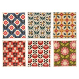The Cosy Nest Company Swedish Dishcloths Pack of 6, Reusable Dish Cloths for Washing Up, Absorbent Sponge Cloths for Kitchen Cleaning, Eco Friendly Compostable Plastic Free, Floral Design