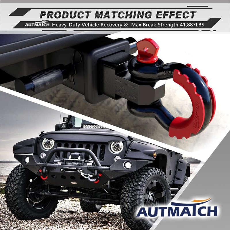 AUTMATCH D Ring Shackle 3/4" Shackles (2 Pack) 41,887Ibs Break