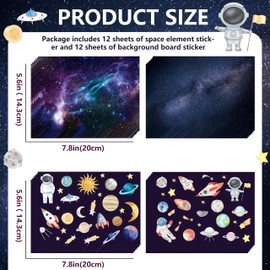 24 Sheets Space Stickers for Kids Reusable Planet Rocket Star Stickers DIY Make Your Own Solar System Stickers for Kids Classroom Learning Educational Classroom Reward Birthday Gifts