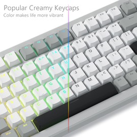 Womier Shine Through Keycaps, PBT Keycaps 60 65 75 100 Percent Cherry Profile Custom Key caps Set for Cherry Gateron MX Switches Mechanical Keyboard-Grey Creamy