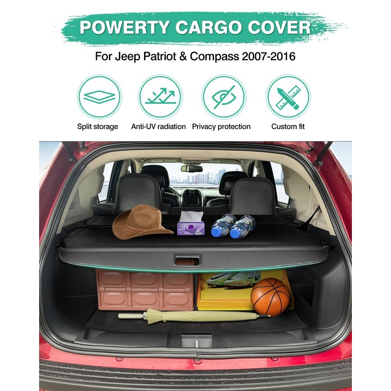 Powerty Cargo Cover for Jeep Patriot & Compass 2007-2016 Accessories