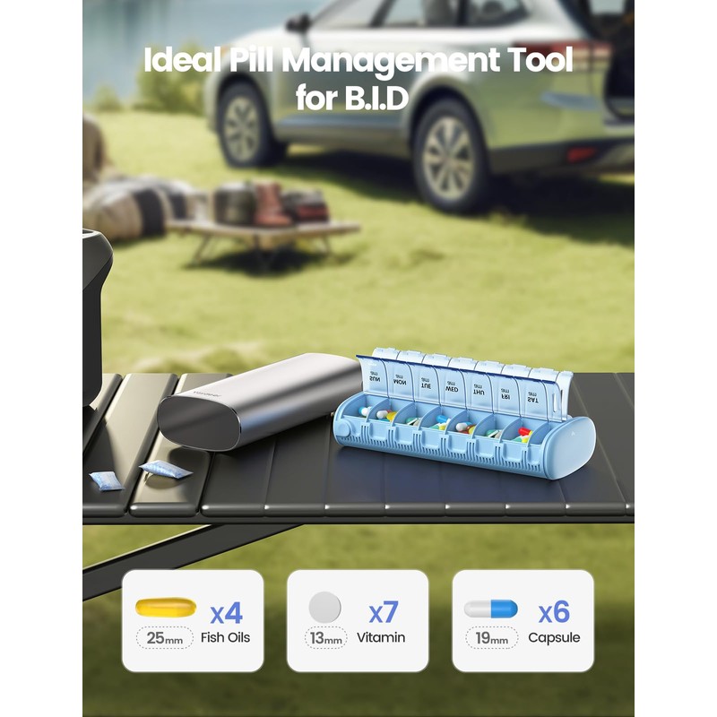 Vaydeer 7 Day Weekly Pill Organizer (Support 2 Times a