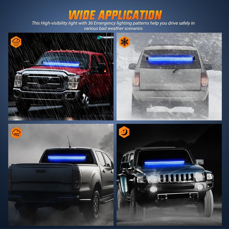Nilight 144LED Traffic Advisor Strobe Light Bar with Controller Blue