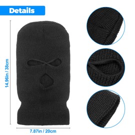 Tmflexe 2 Pieces 3-Hole Full Face Mask Cover Ski Mask Winter Balaclava Cap Knitted Face Cover for Winter Outdoor Sports