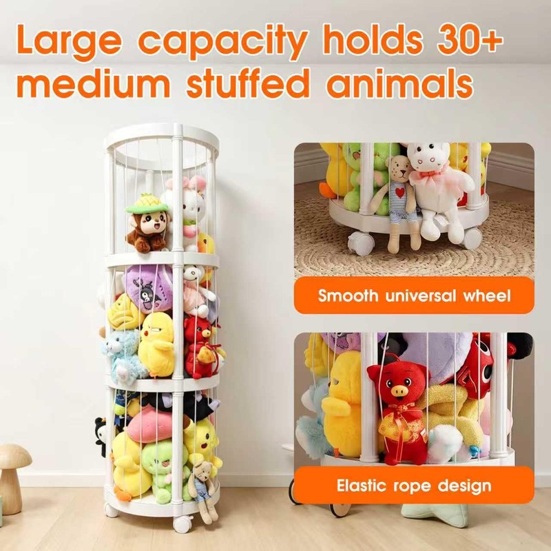 52 Inch 3 Tier Round Plush Stuffed Animal Storage Rack