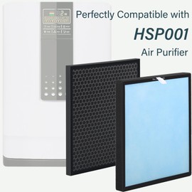 3 Sets HSP001 H13 True Hepa Replacement Filters, Compatible with HATHASPACE Air Purifier, 4 in 2 | True H13 HEPA Filter with Activated Carbon Pre-Filter.