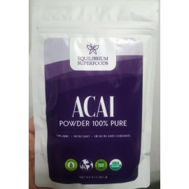 Equilibrium Superfoods USDA Certified Organic ACAI Powder 100% Pure 4oz Resealable Bag Energy Anti Oxid