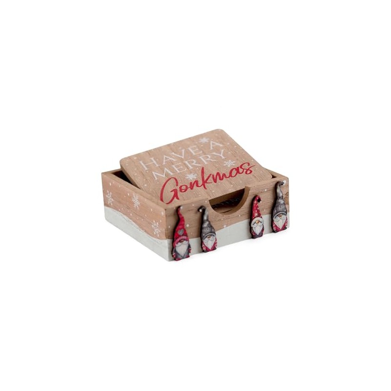 SiL Interiors Have a Merry Gonkmas Wooden Coaster Set -
