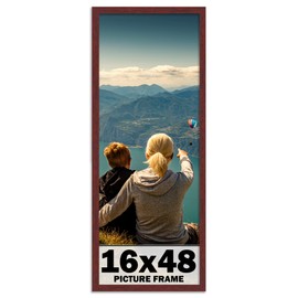 CountryArtHouse 16x48 Frame Brown Mahogany Picture Frame - Solid Wood Frame Kit Includes UV Acrylic Plexiglass, Acid Free Foam Backing Board and Hanging Hardware