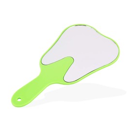 Dental Cute Tooth Shaped Mirror Hand Held Plastic Mirrors Patient Face Mirrors Oral Clinic Gift for Women Kids (Green)