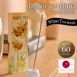 TOMORI Japanese Luxury Incense Sticks White Tea LuxuryNatural Incense-Sticks Approx 60pcs Aromatherapy Meditation Calming Stress Relief Relaxation