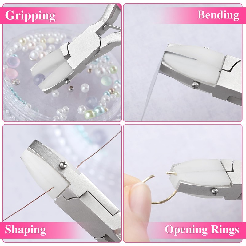 LEONTOOL Mini Flat Nose Pliers for Jewelry Making with 2