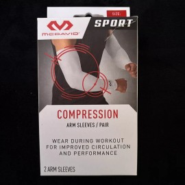 McDavid Sport Compression Arm Sleeves, Pair, White, Adult, L/XL
