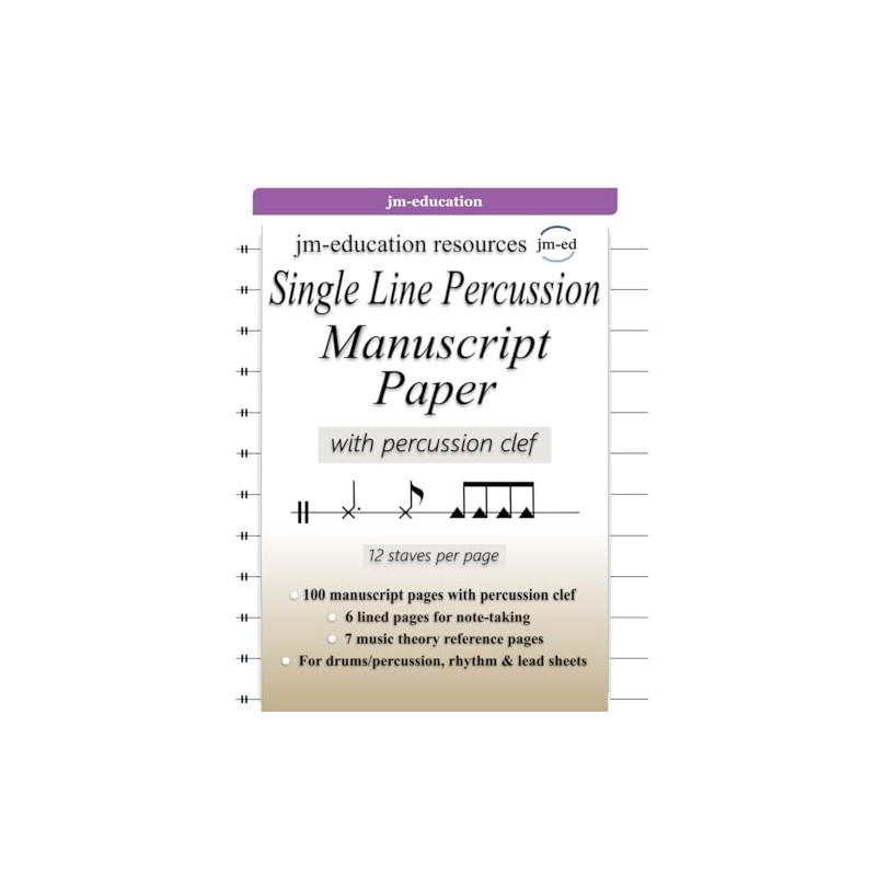 Single Line Percussion Manuscript Paper: with percussion clef