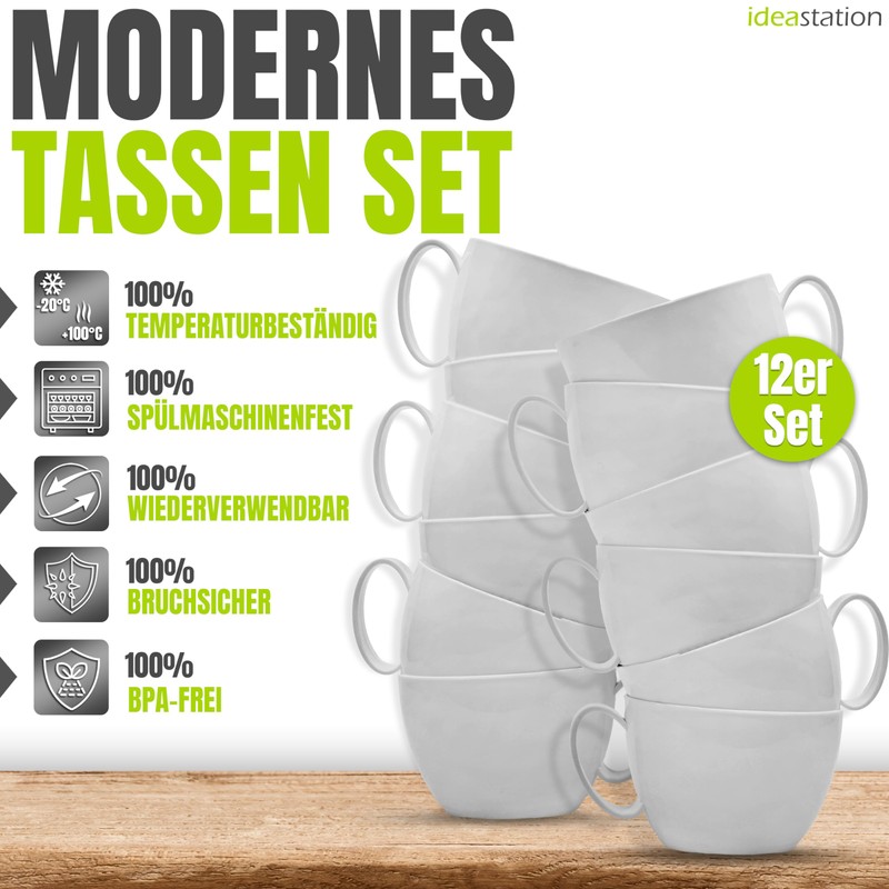 idea-station Plastic Cups Set of 12 – 200 ml –