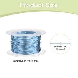 sourcing map 2pcs 20 Gauge Aluminum Craft Wire 0.8mm 98.5ft Flexible Bendable Anodized Metal Jewelry Sculpting Wire for Jewelry Making Modelling Craft DIY, Steel Blue