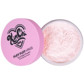KimChi Chic Puff Puff Pass Set & Bake Powder with Rice Powder & Vitamin-E, Lightweight & Translucent Makeup, Cosmetic Setting Powder:_09 Pink