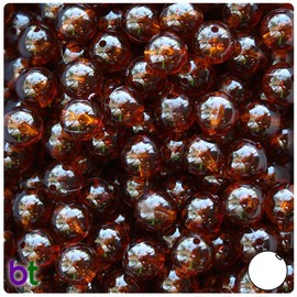 BeadTin Root Beer Transparent 10mm Round Craft Beads (150pcs)