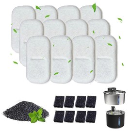 12 Pack Replacement Filters for 3.2L & 3L Premium Pet Water Fountain, Cat Water Fountain Filters