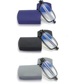 sevenplus 3 Pack Reading Glasses Blue Light Blocking, Anti UV Glare, Foldable Computer Spring Hinge Readers for Women Man 2.25X