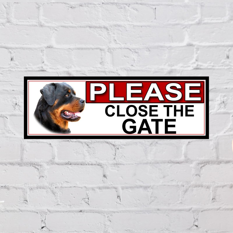 SHAWPRINT Rottweiler PLEASE CLOSE THE GATE METAL GATE SIGN 266mm