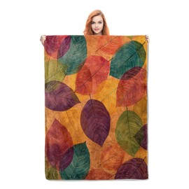 Colorful Leaf Blanket Gifts for Women Girls Adults Kids Soft Warm Lightweight Cozy Autumn Foliages Throw Blankets for Bed Sofa Couch Living Room Decor 50x60in