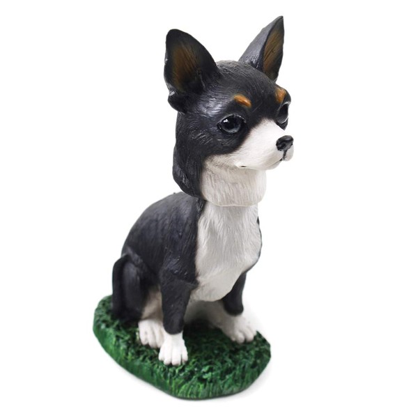 Animal Den Chihuahua B/W Dog Bobblehead Figure for Car Dash Desk Fun Accessory