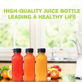 Leaflai 12oz Juice Bottles Premium Quality Food Grade PET Reusable Airtight Storage