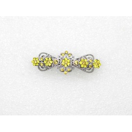 Faship Gorgeous Citine Yellow Rhinestone Crystal Small Floral Hair Barrette Clip