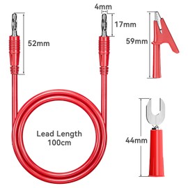Cleqee Pack of 6 4 mm Banana Plug to Banana Plug Test Leads Soft Flexible Cable with Crocodile Clips Spade Plug for Multimeter Electrical Testing 1000V 15A Red & Black