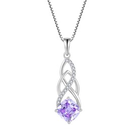 Blaniy Infinity Necklace 925 Sterling Silver Princess Cut Pendant Alexandrite June Birthstone Necklace Jewelry Gifts for Women