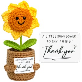 Funny Positive Sunflower Gifts for Women Men - Crochet Animals Birthday Gift for Her, Thank You Gift for Mom, Teacher, Sister, Friend, Emotional Support Small Cute Stuff Things, Collectible Dolls