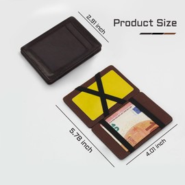 AfitLulu Men's Flip Type Magic Wallet Ultra Thin Wallet Men's PU Leather Wallet Small with 4 Card Slots and 2 Money Slots, Brown 1, Modern