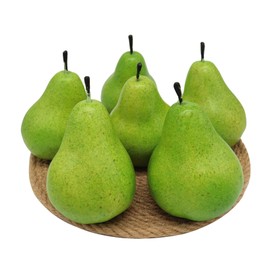 D-Seven 12pcs Fake Pear Artificial Fruit Faux Pears for Home Shop Supermarket Props Or Decoration(Green)